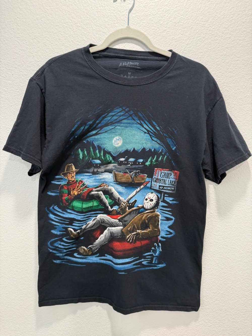 A Nightmare on Elm Street Freddy Krueger Black Graphic Men's T-Shirt Size M